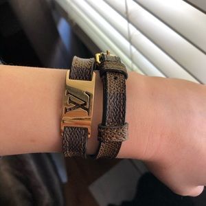Louis Vuitton logo leather bracelet